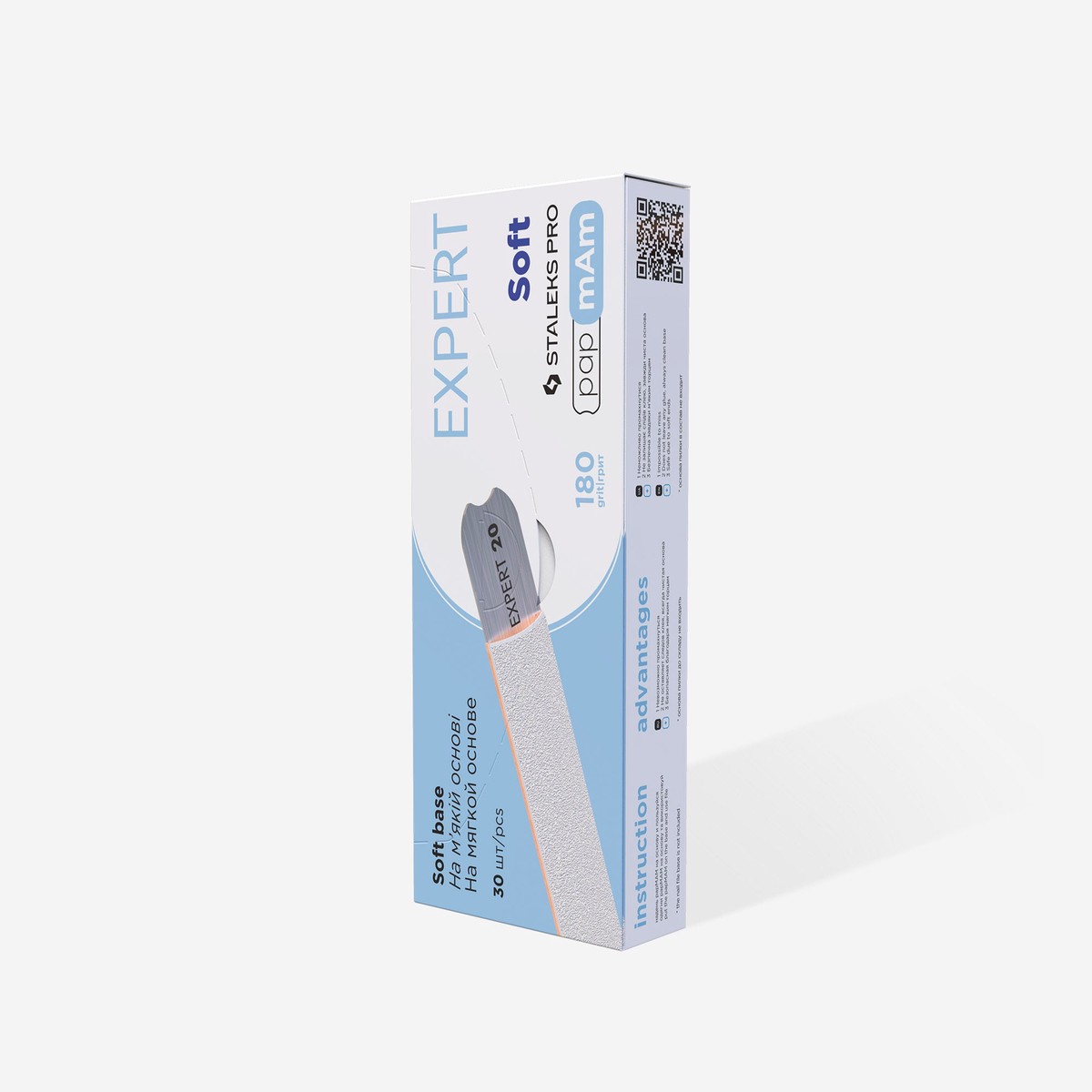 STALEKS PapMam interchangeable files EXPERT for straight base on soft base white (25pcs) DFCE-20-180W