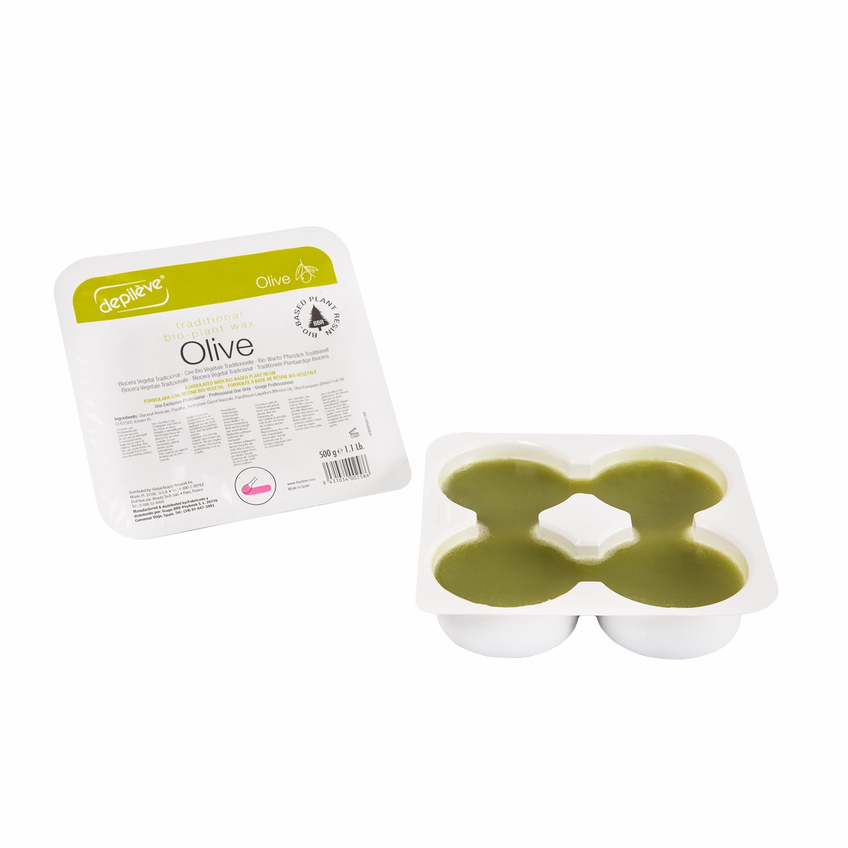 Depileve BIOWAX OLIVE OIL in a tray 2x500 ml