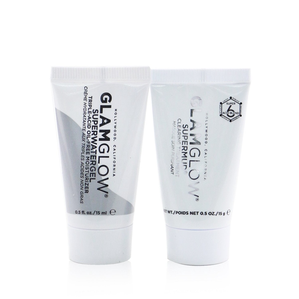 Glamglow Pore-Clearing Minimizing Set Supermud Clearing Treatment 15g Superwatergel Moisturizer 15ml 2pcs