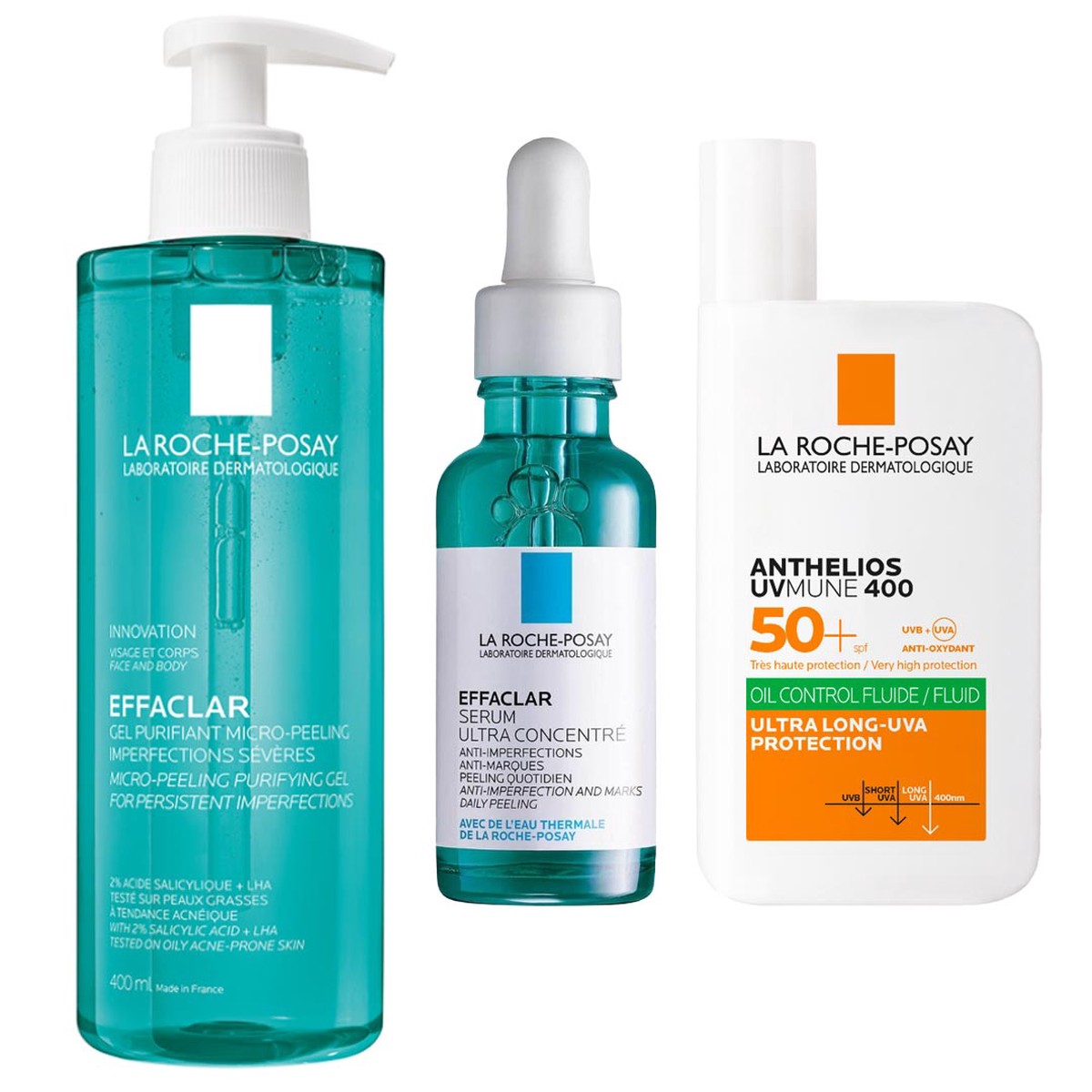 La Roche-Posay Breakout-Fighting Set- High Strength Effaclar Cleanser Serum Corrective Care