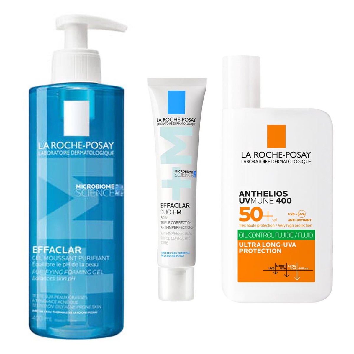 La Roche-Posay Breakout-Fighting Set- Medium Strength Effaclar Cleanser Corrective Care SPF50