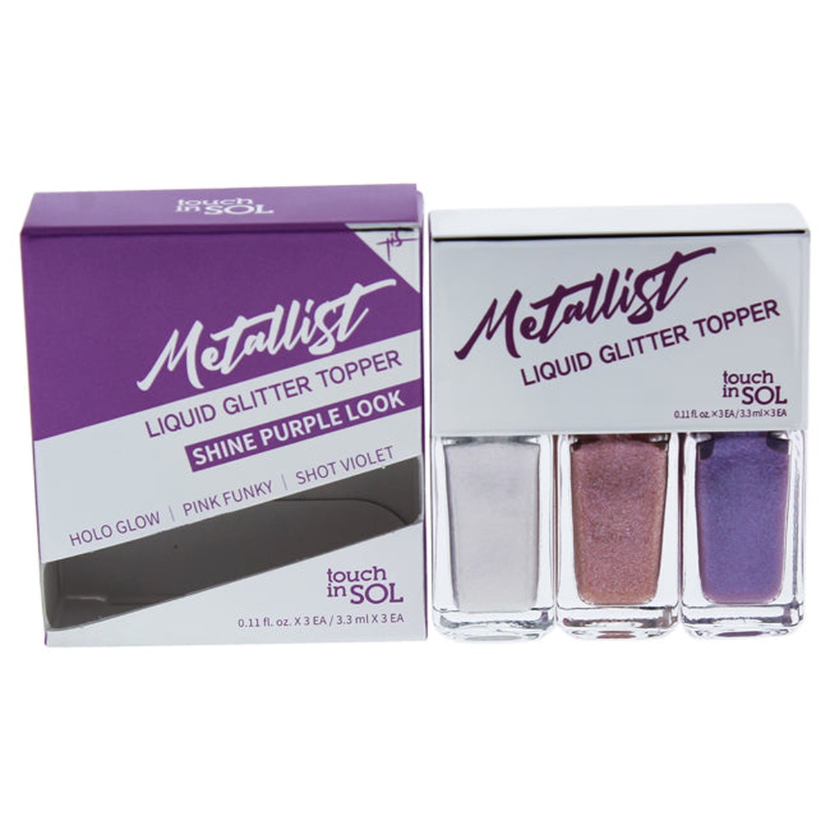 Touch In Sol Metallist Liquid Glitter Topper Trio - 03 Shine Purple Look by Touch In Sol for Women - 3 x 011 oz Eyeshadow