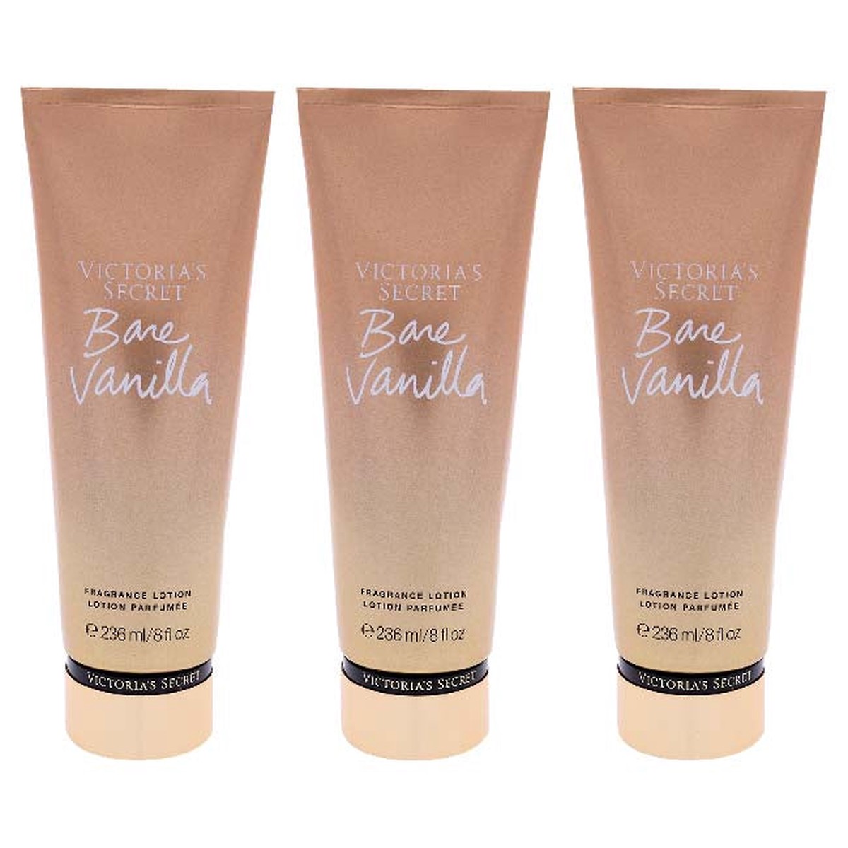 Victorias Secret Bare Vanilla Fragrance Lotion by Victorias Secret for Women - 8 oz Body Lotion - Pack of 3