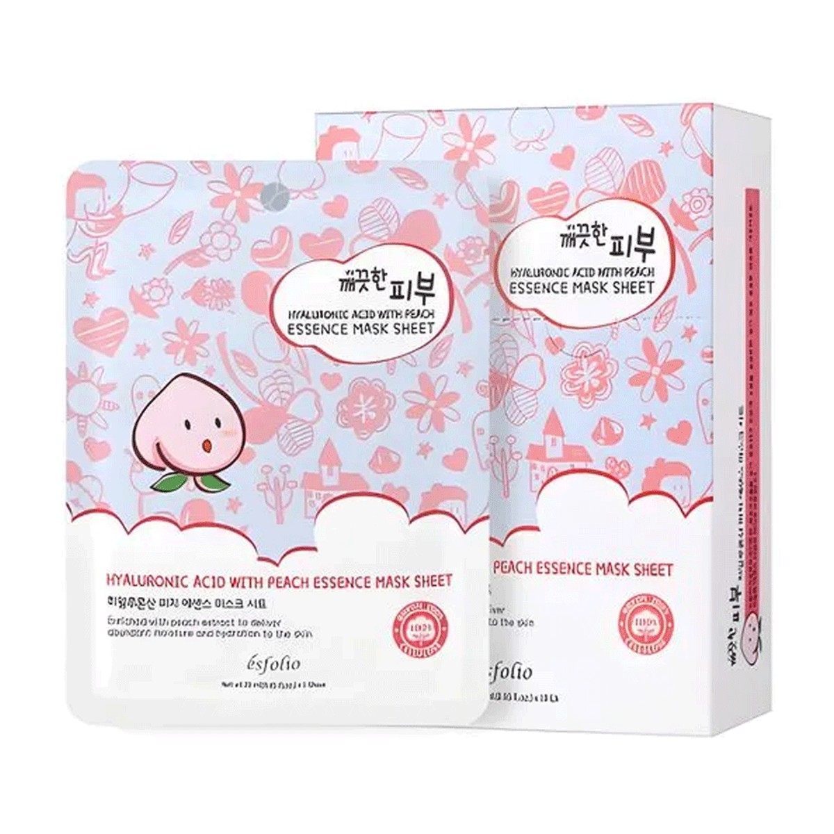 esfolio Hyaluronic Acid With Peach Essence Mask Sheet 25ml 10ea