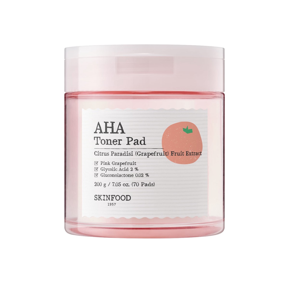 SKINFOOD Pink Grapefruit AHA Toner Pads 70 sheets