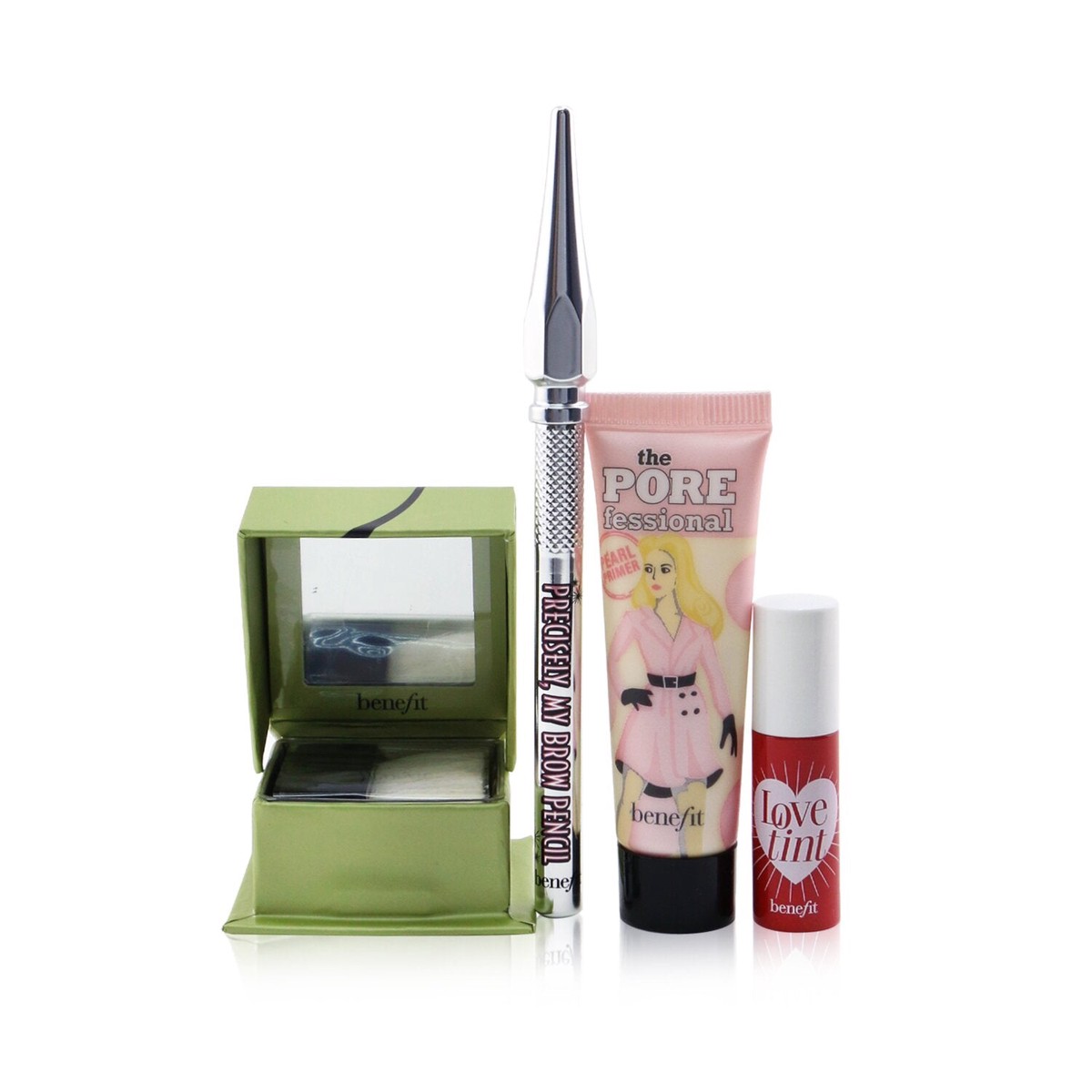 Benefit Brows New Beginnings Set (Mini Primer Mini Brow Pencil Mini Finishing Powder Mini Lovetint Bag) 4pcs1bag