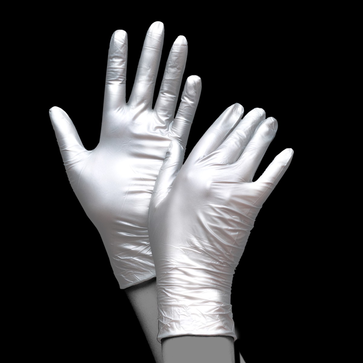 UNIGLOVES Disposable nitrile gloves with pearl effect S FANCY SILVER 100pcs (Germany)