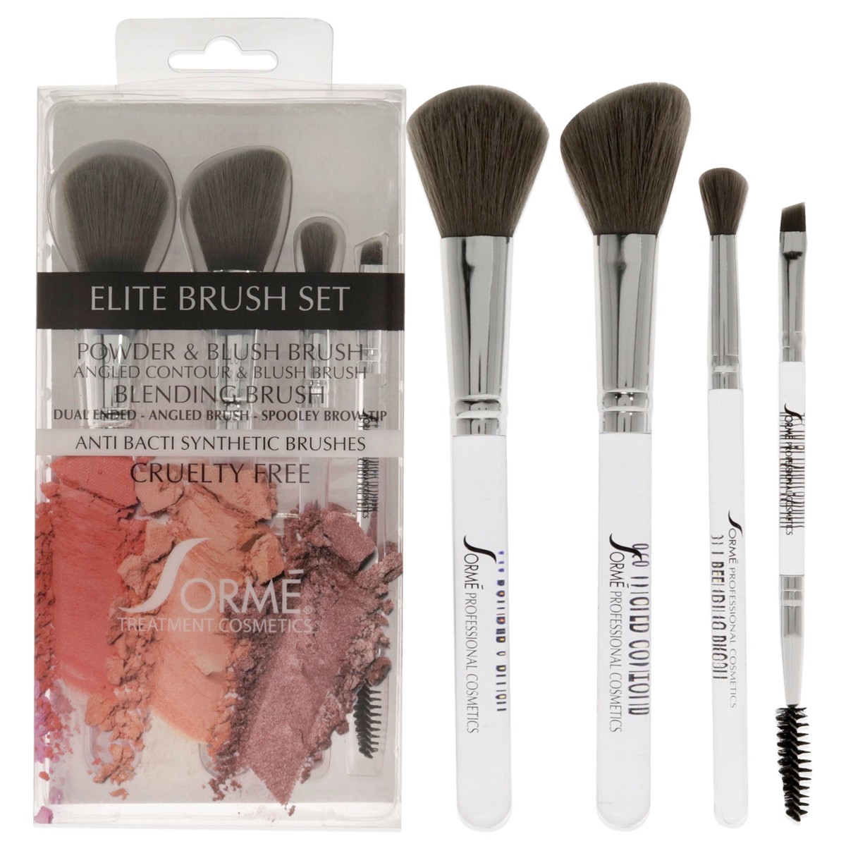 Sorme Cosmetics Elite Brush Set by Sorme Cosmetics for Women - 4 Pc Powder and Blush Brush - 968 Angled Contour and Blush Brush - 969 Blending Brush - 971 Dual Ended Angled Brush - 972