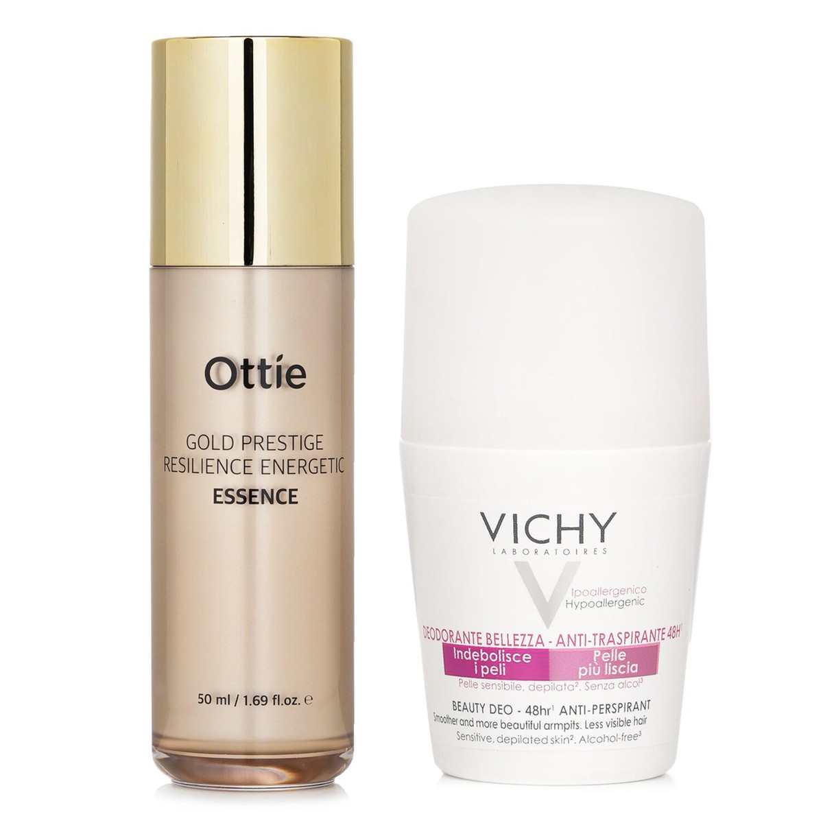 Vichy Vichy Beauty Deo Anti-Perspirant 48hr Roll-On (For Sensitive Skin) 50ml X Ottie Gold Prestige Resilience Energetic Essence 50ml 2pcs