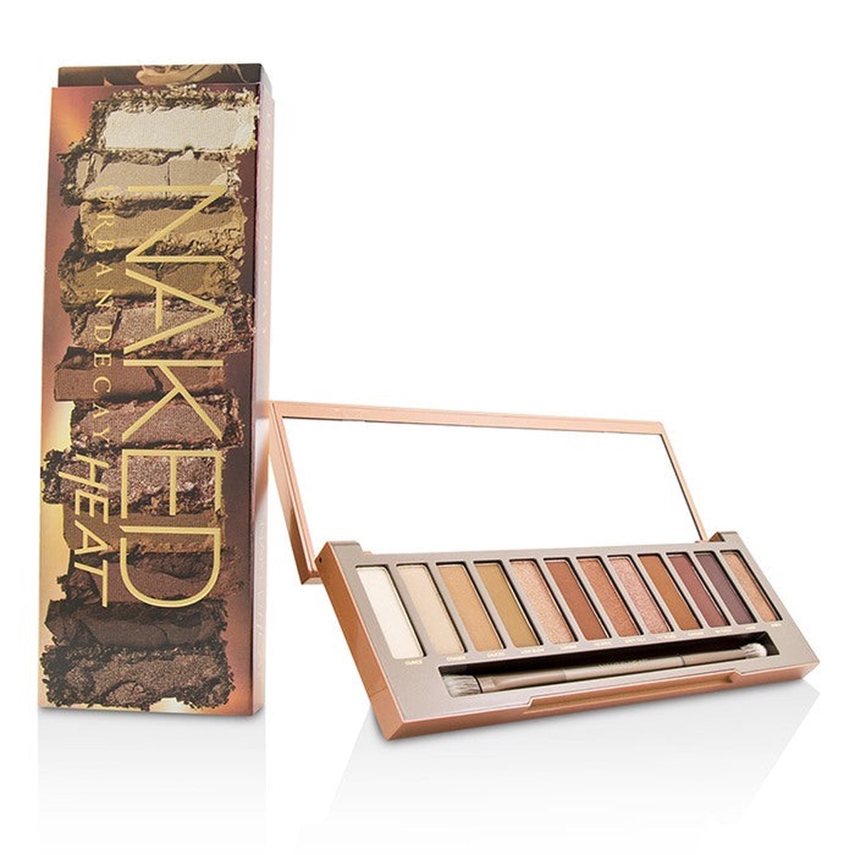 Urban Decay Naked Heat Palette 12x Eyeshadow 1x Doubled Ended Blending Detailed Crease Brush