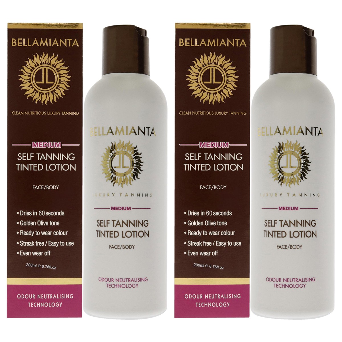 Bellamianta Self-Tanning Tinted Lotion - Medium by Bellamianta for Women - 676 oz Bronzer - Pack of 2