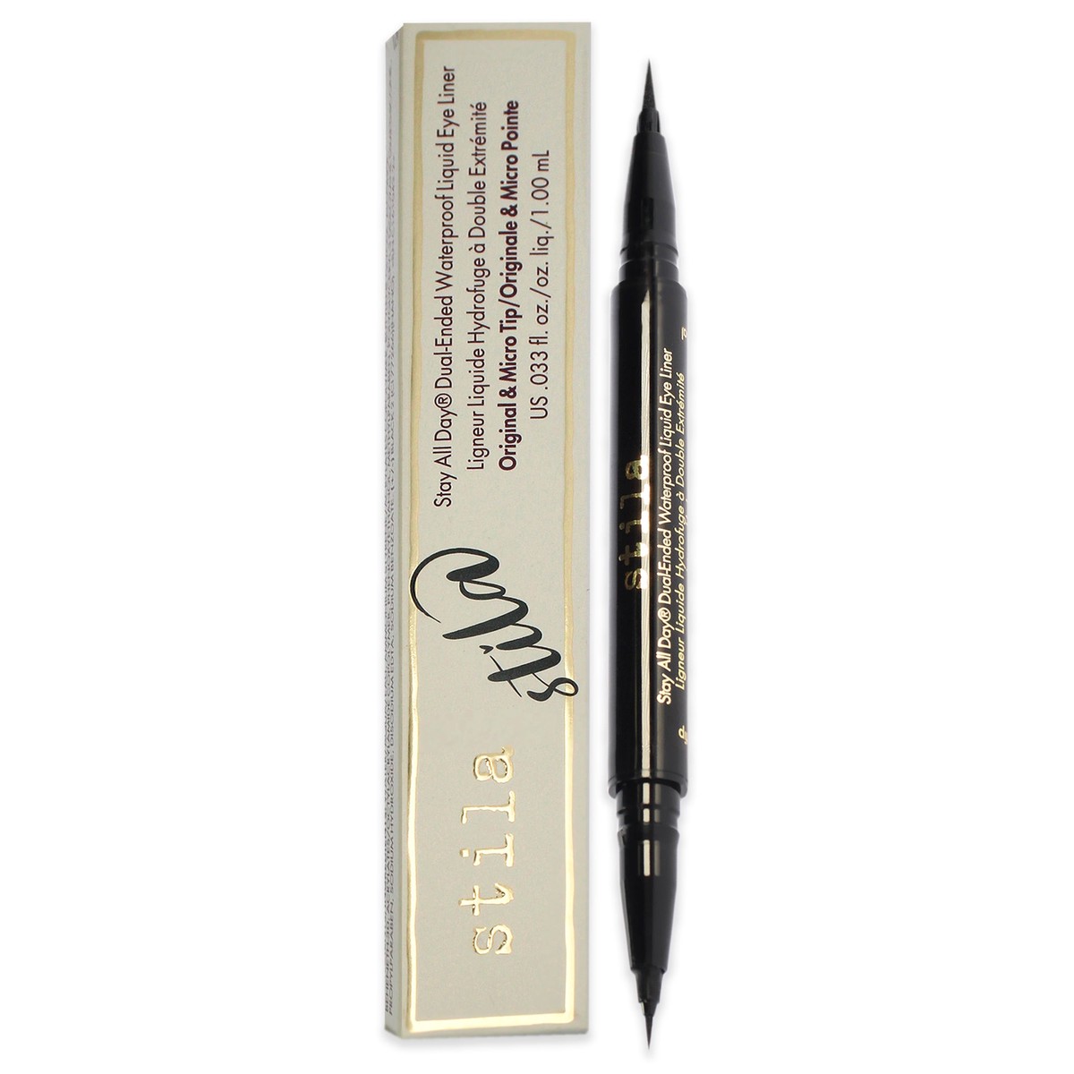 Stila Stay All Day Dual-Ended Waterproof Liquid Eye Liner - Intense Black by Stila for Women - 0033 oz Eyeliner