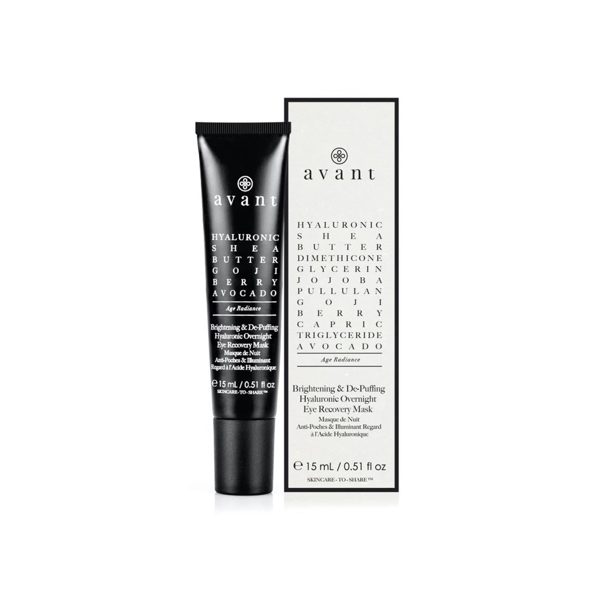 Avant Skincare Brightening De-Puffing Hyaluronic Overnight Eye Recovery Mask 15ml