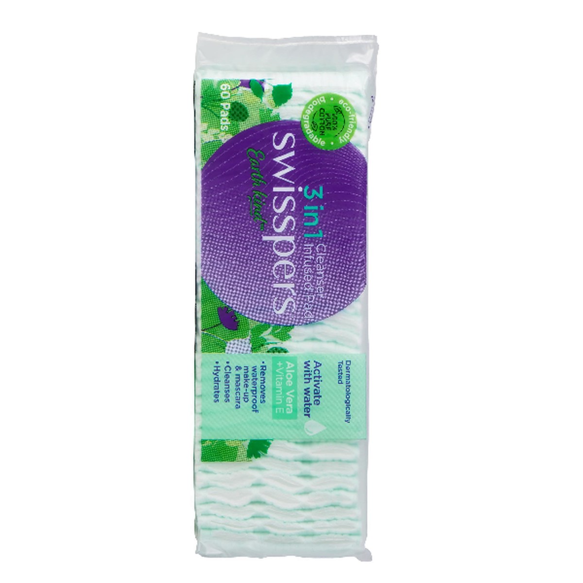 Swisspers - 3 In 1 Cleanser Infused Pad With Aloe Vera Vitamin E Earth Kind