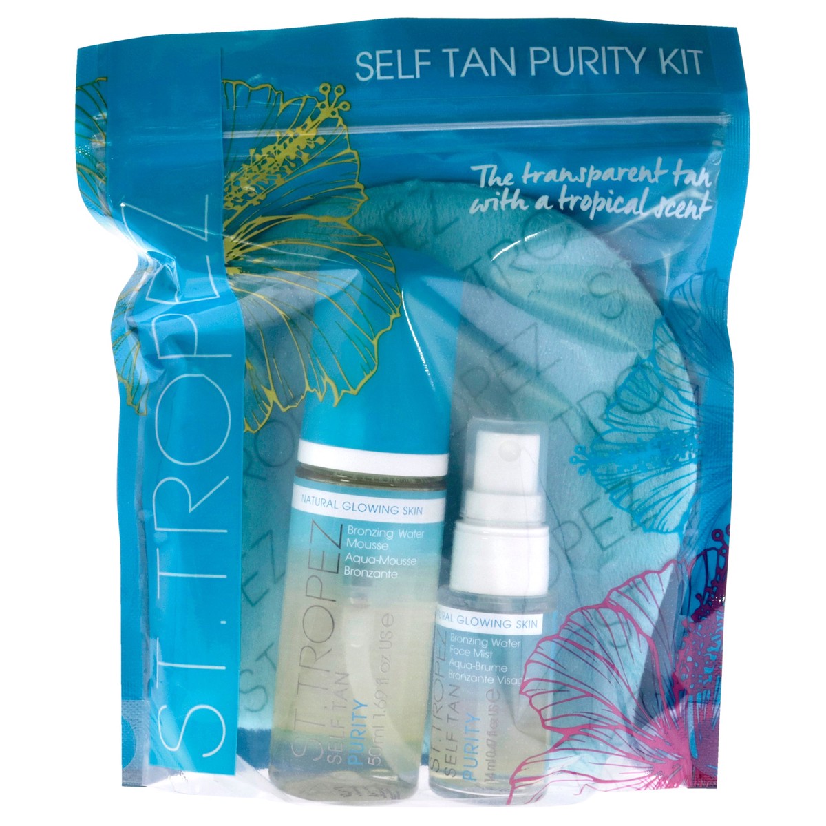 St Tropez Self Tan Purity Kit by St Tropez for Unisex - 3 Pc 169oz Bronzing Water Mousse 047oz Bronzing Water Face Mist Velvet Mitt