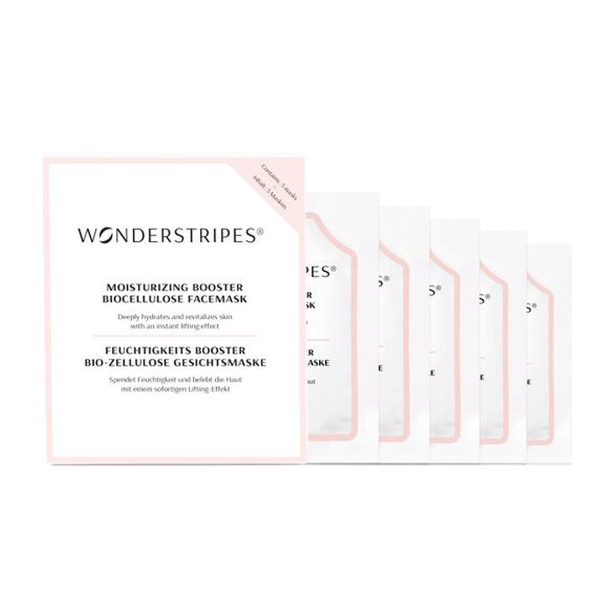 WONDERSTRIPES Hyaluron moisturizing bio cellulose face mask 5 Masks