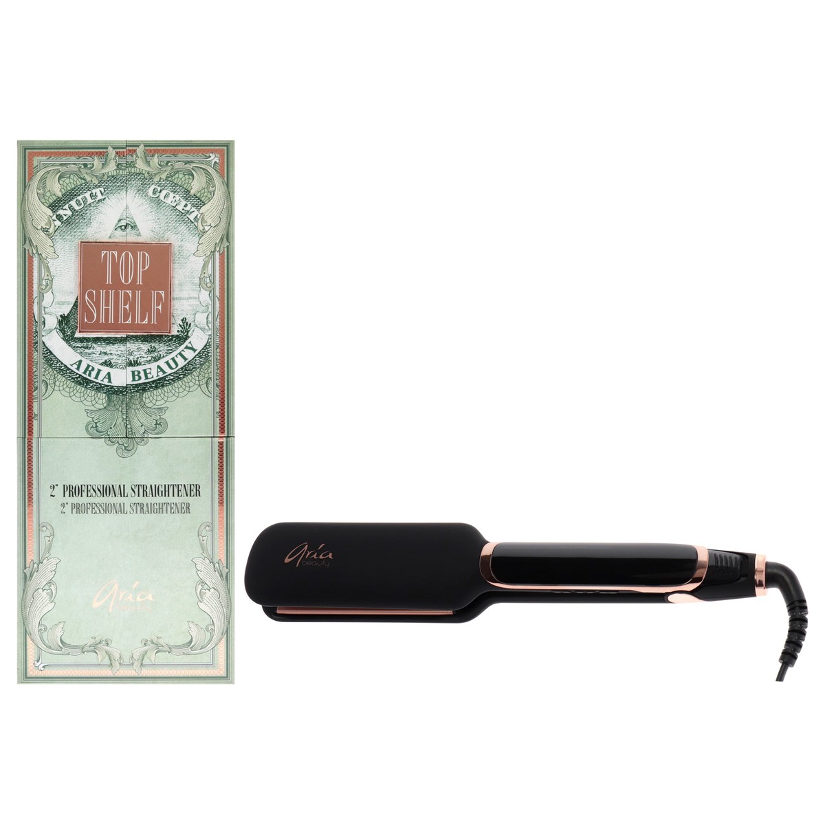 Aria Beauty Top Shelf Infrared Hair Straightener - Black by Aria Beauty for Women - 2 Inch Flat Iron