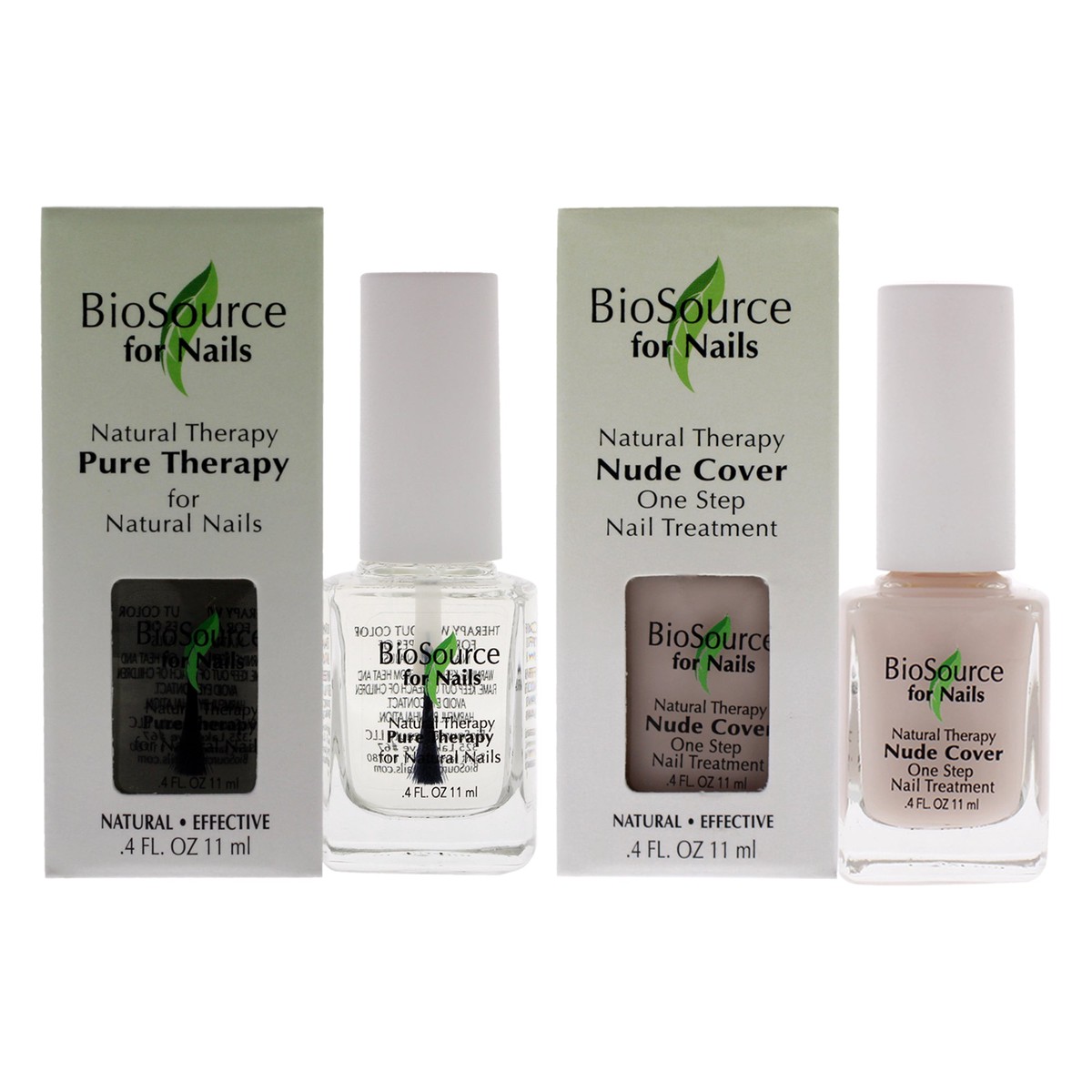 BioSource Natural Therapy Pure Therapy and Nude Cover Kit by BioSource for Women - 2 Pc Kit 04 oz Nail Treatment 04 oz Nail Treatment