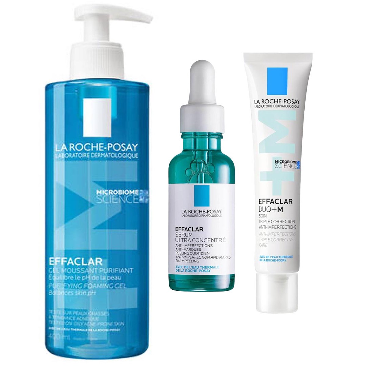 La Roche-Posay Breakout-Fighting Set- High Strength Effaclar Micro-Peeling Cleanser Anti Blemish Serum SPF50