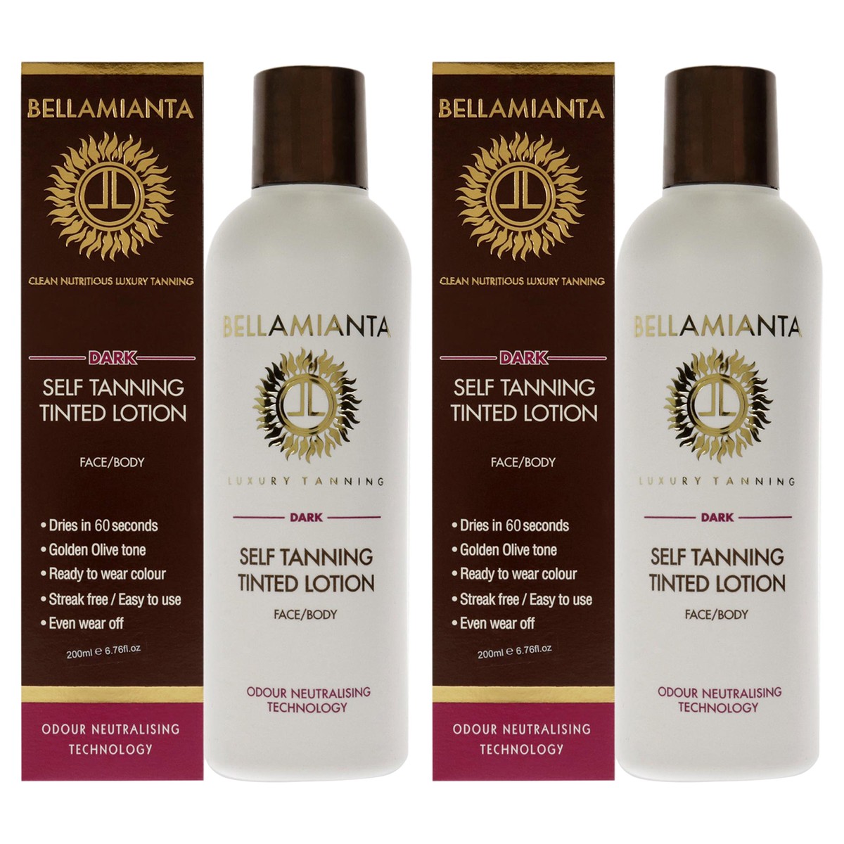 Bellamianta Self-Tanning Tinted Lotion - Dark by Bellamianta for Women - 676 oz Bronzer - Pack of 2