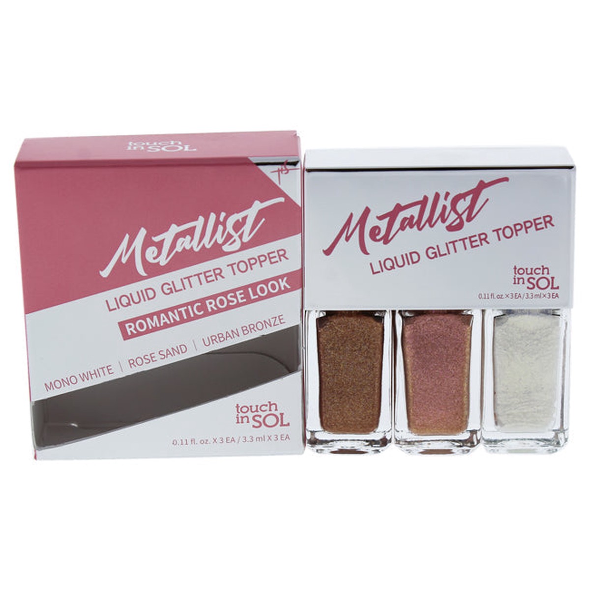 Touch In Sol Metallist Liquid Glitter Topper Trio - 01 Romantic Rose Look by Touch In Sol for Women - 3 x 011 oz Eyeshadow