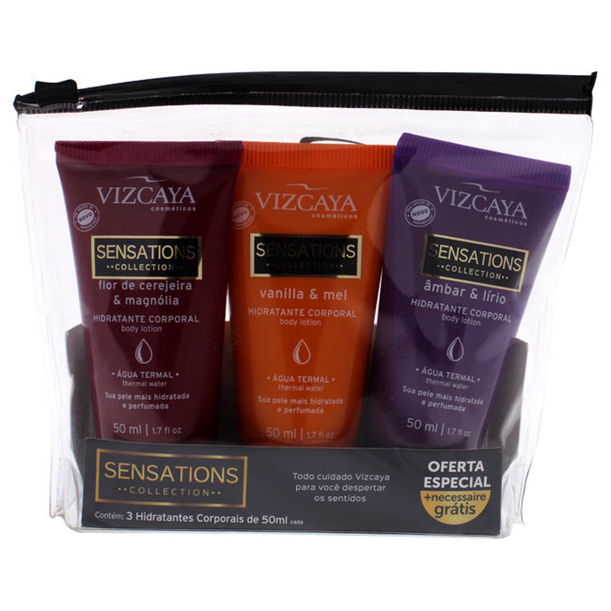 Vizcaya Sensations Colections Kit by Vizcaya for Unisex - 3 Pc Kit 17oz Amber and Lily Body Lotion 17oz Cherry Blossom and Magnolia 17oz Vanilla and Honey
