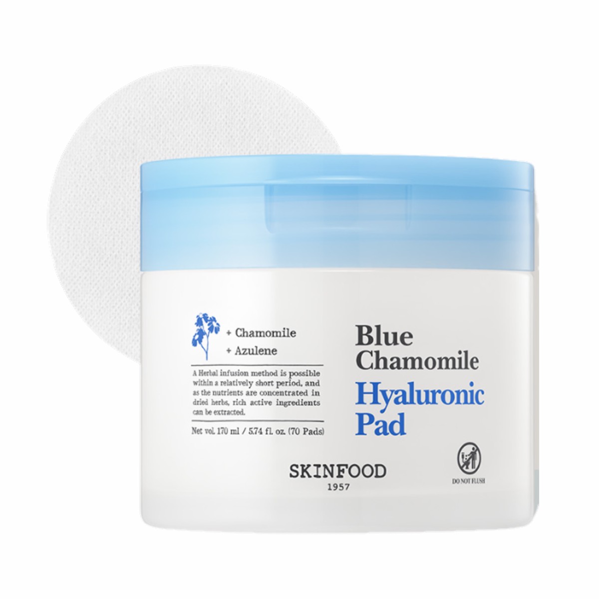 SKINFOOD Blue Chamomile Hyaluronic Pads 170ml (70 Sheets)
